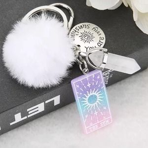 Keyring Tarot Card Sun Resin With Puffer Ball Quartz